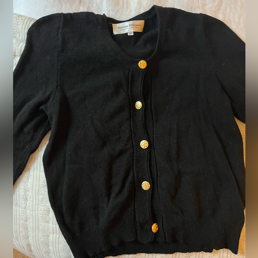 Vintage black cardigan gold buttons. Size M